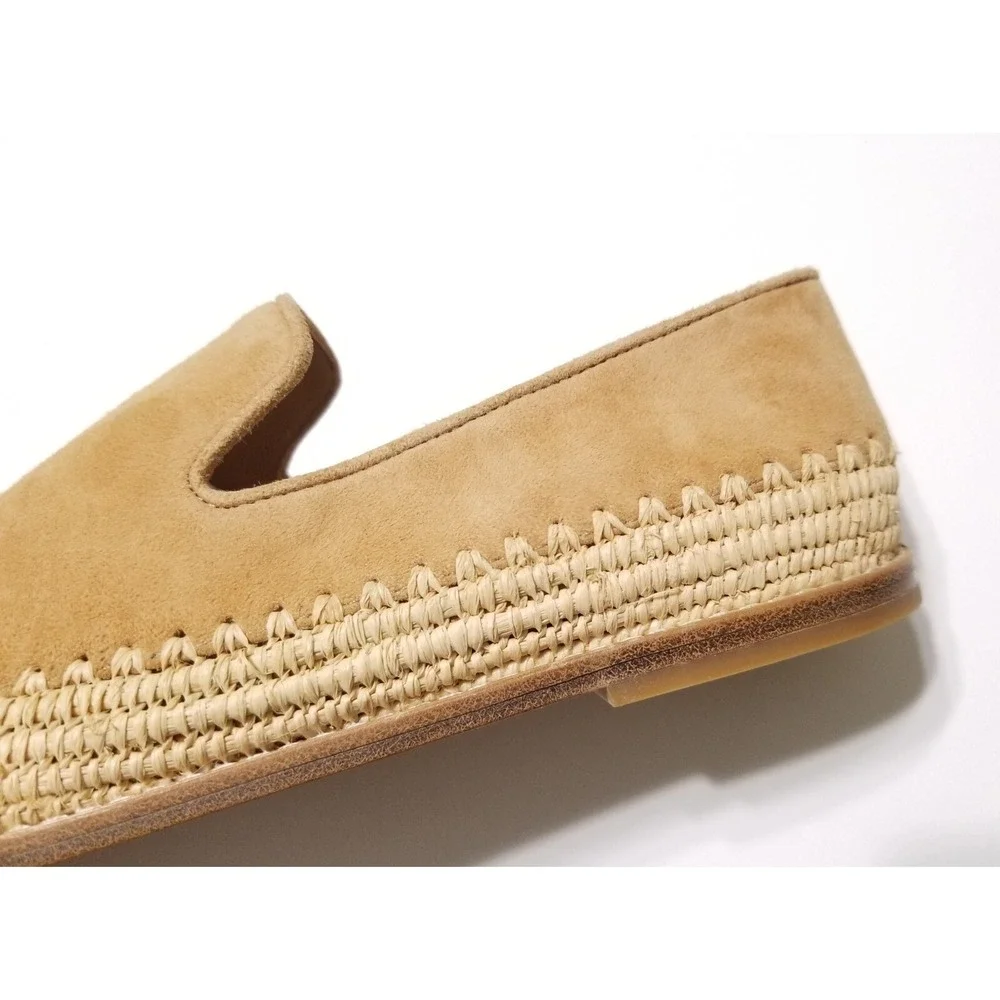 Vince Jalen Suede Leather Espadrille Flat Loafer Roasted Cashew NIB Size 9 $295